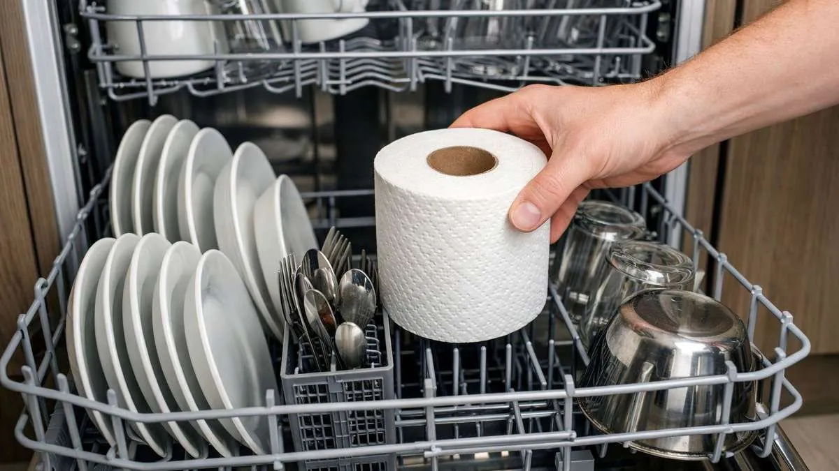 Därför ska du lägga en rulle toalettpapper i diskmaskinen